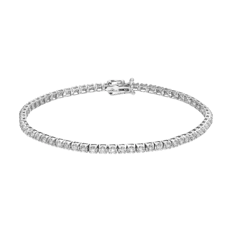 Comfort - Fit Wedding Bands for All - Day Wear18ct White Gold 1.35ct Diamond Tennis Bracelet