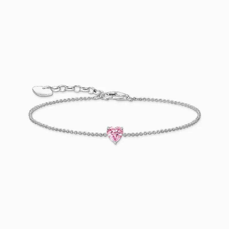 Two - Tone Wedding Bands in Gold and PlatinumThomas Sabo Sterling Silver Heart Pink Zirconia Bracelet