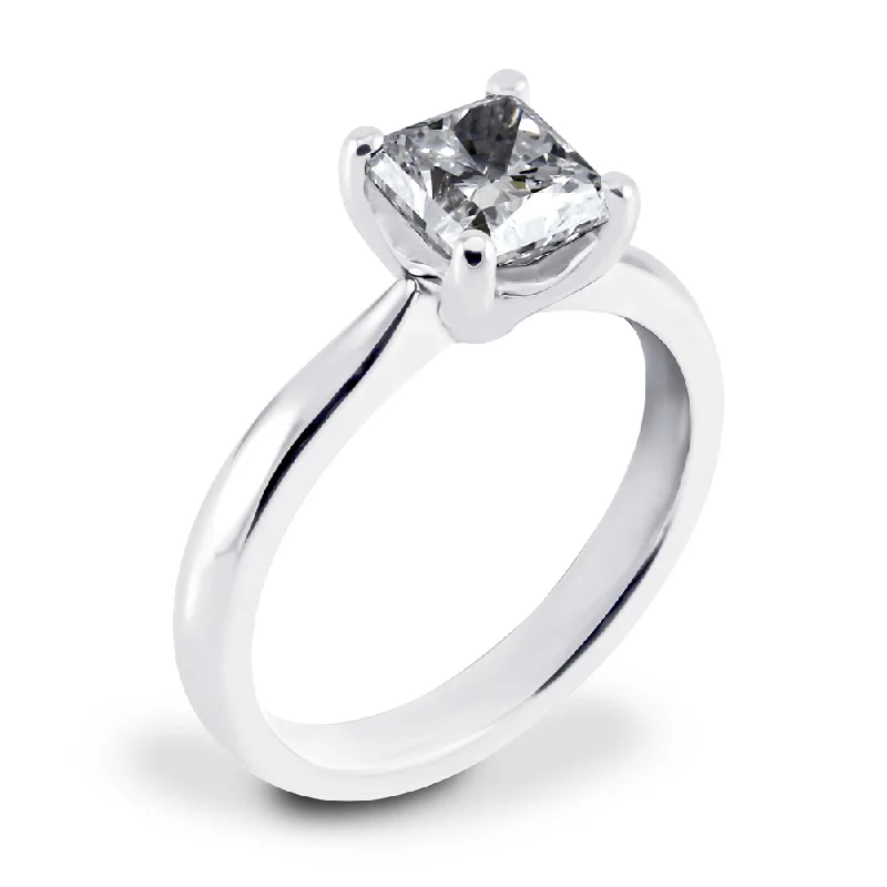 Halo - Style Diamond Rings with Smaller Accent DiamondsPlatinum 1.50ct Radiant Cut Diamond Solitaire Engagement Ring