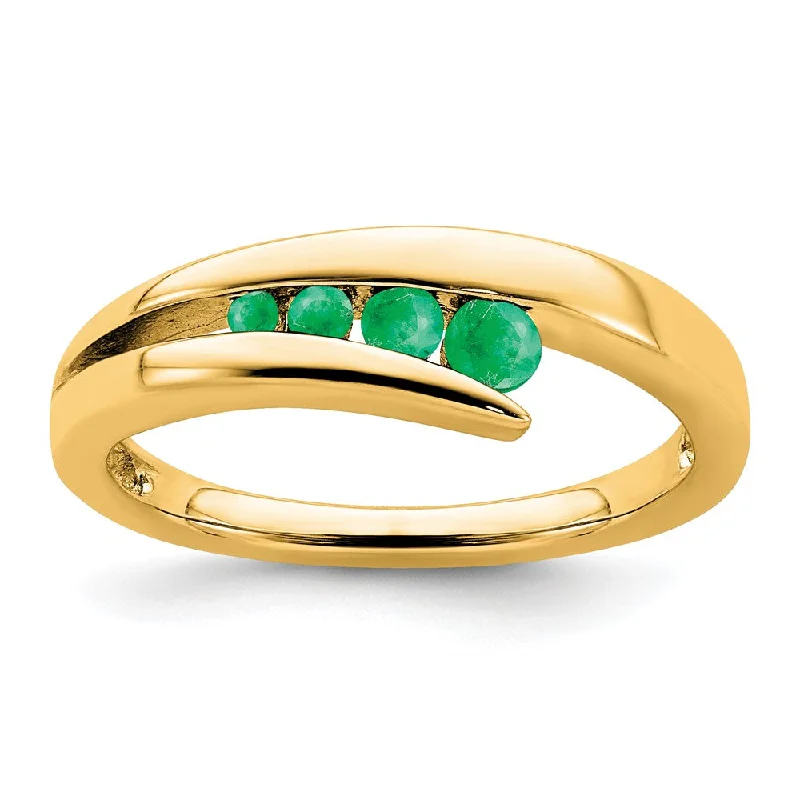 Ruby Gemstone Rings with Diamond Accents14K Yellow Gold Emerald 4-stone Ring