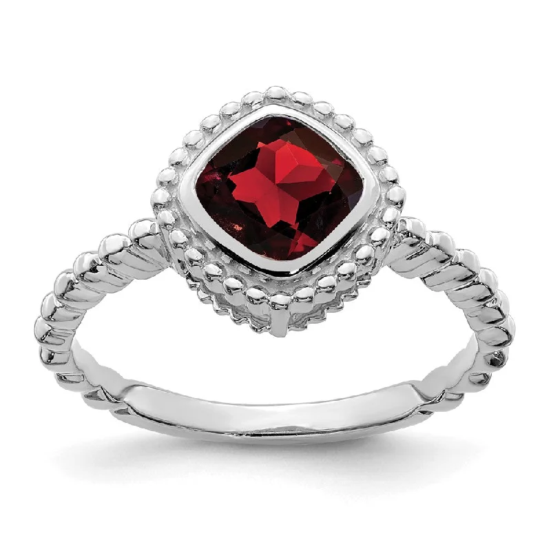 Emerald Gemstone Rings with Filigree - Bordered Settings10k White Gold Cushion Garnet Ring