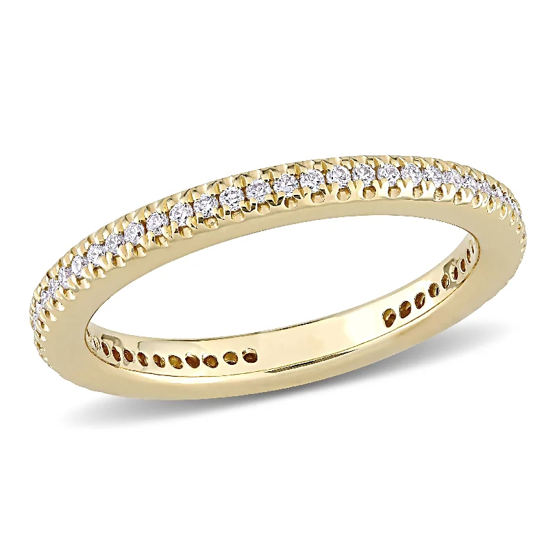 Three - Stone Diamond Rings with Princess - Cut DiamondsMiadora 14k Yellow Gold 1/4ct TDW Diamond Stackable Eternity Wedding Band Ring