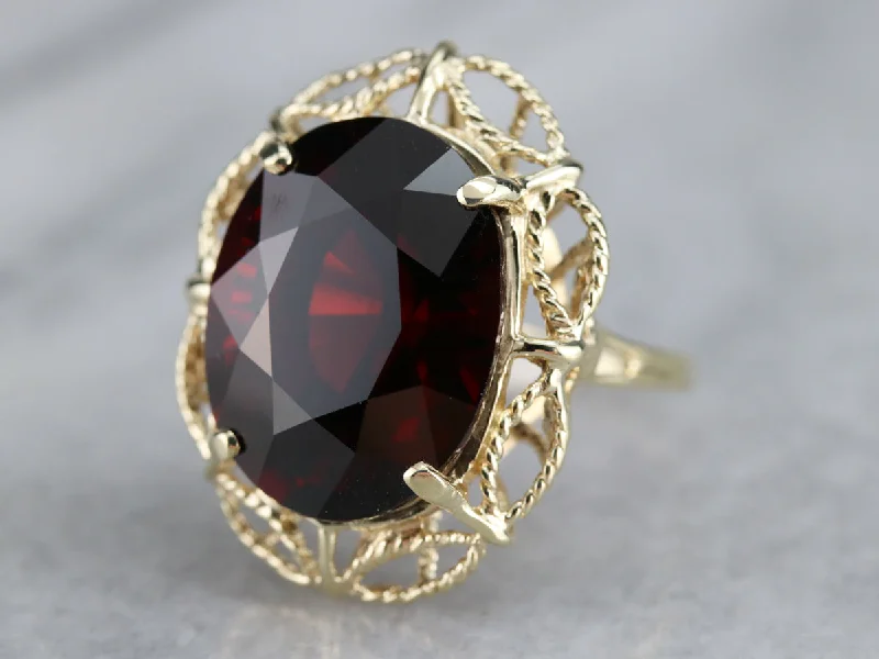 Mid Century Pyrope Garnet Cocktail Ring