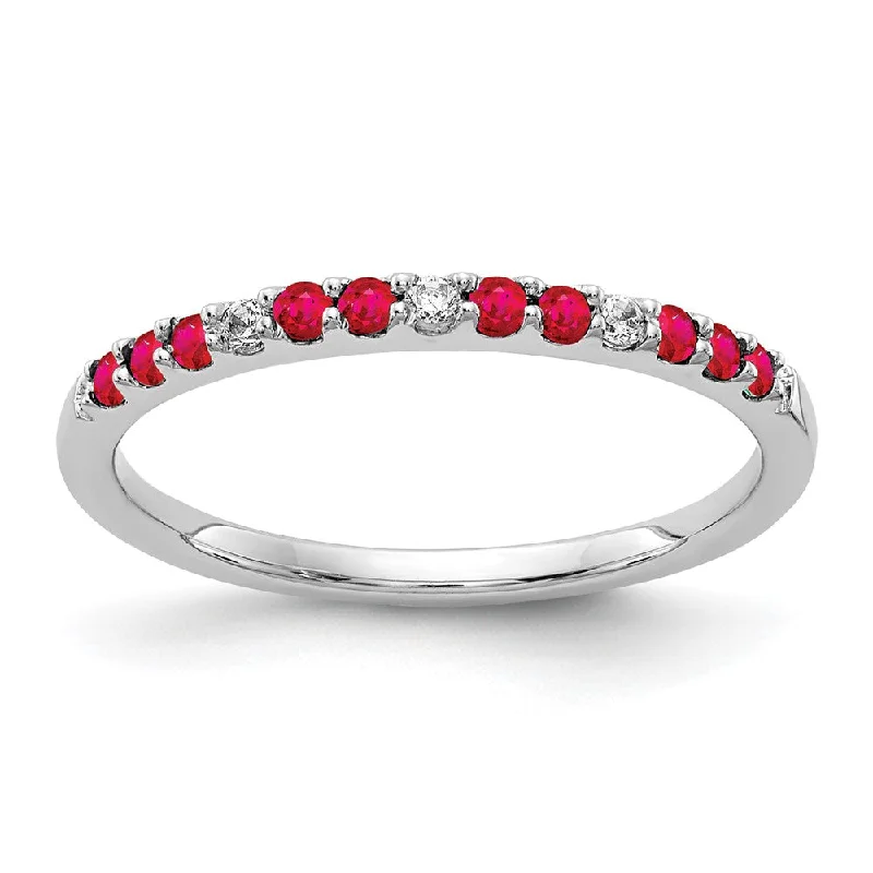 Sapphire Gemstone Rings in a Cathedral Setting10k White Gold Diamond and Ruby Band