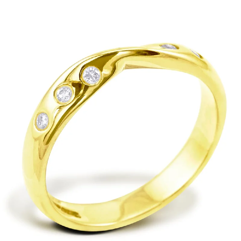 Matching Wedding Bands for a Coordinated Look18ct Yellow Gold 0.09ct Diamond Set Wedding Band