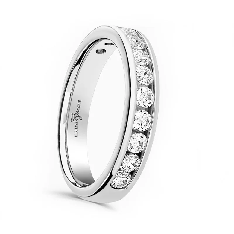 Two - Tone Wedding Bands in Gold and PlatinumPlatinum 0.75ct Round Brilliant Cut Diamond Channel Set Half Eternity Ring