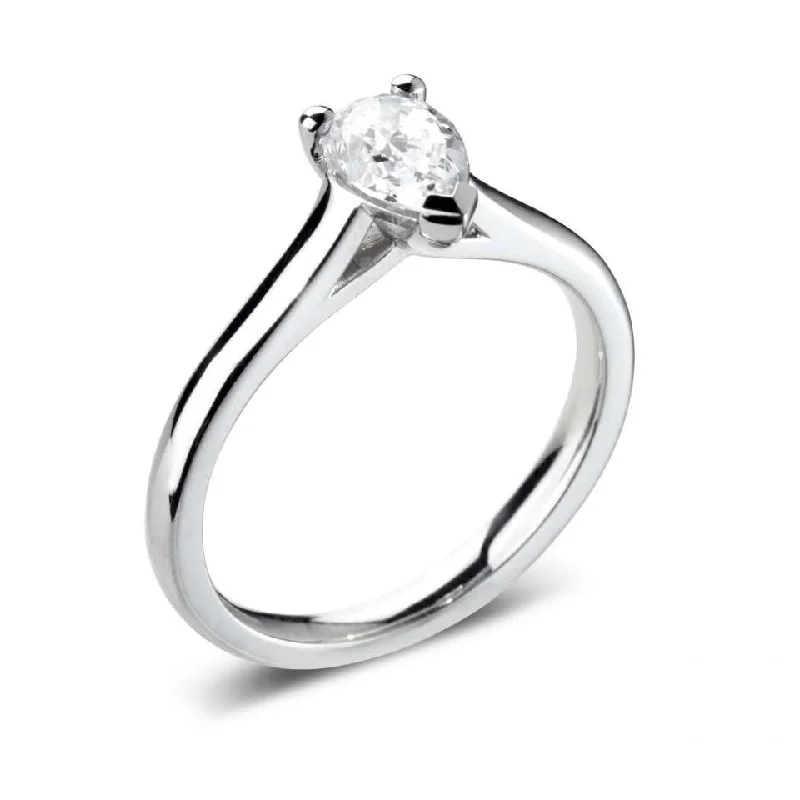 Solitaire Diamond Rings in Platinum SettingsThe Petunia Platinum Pear Cut Diamond Solitaire Engagement Ring