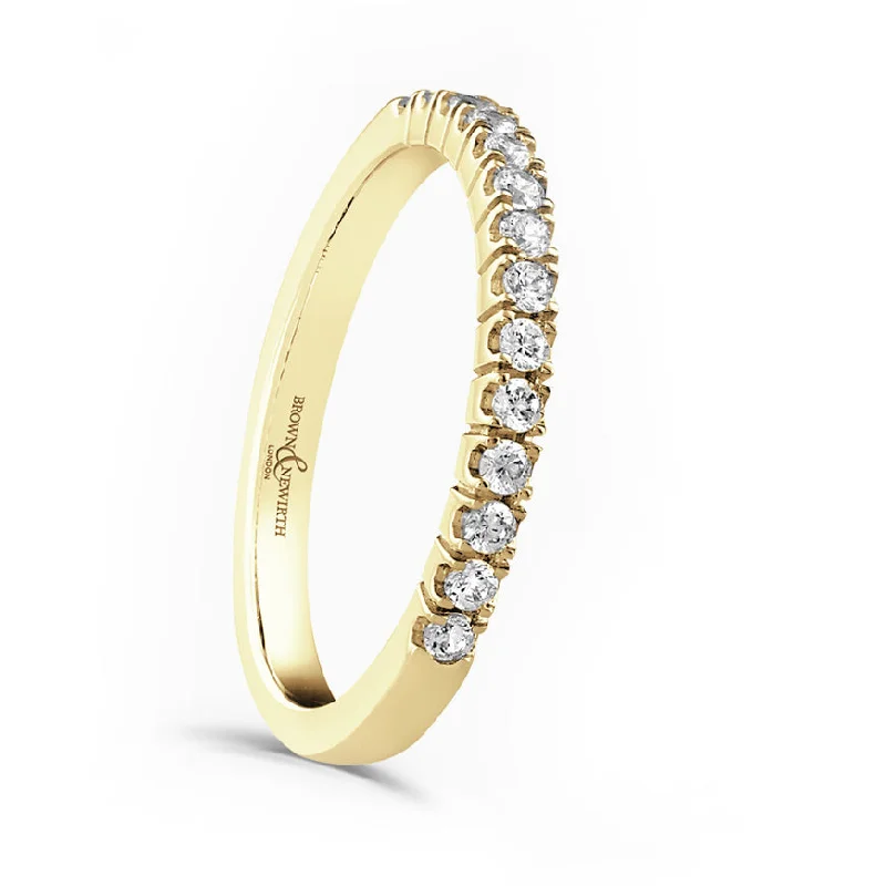 Comfort - Fit Wedding Bands for All - Day Wear18ct Yellow Gold 0.25ct Round Brilliant Diamond Claw Set Half Eternity Ring