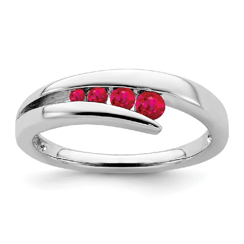 Amethyst Gemstone Rings in a Vintage - Style Setting14k White Gold Ruby 4-stone Ring