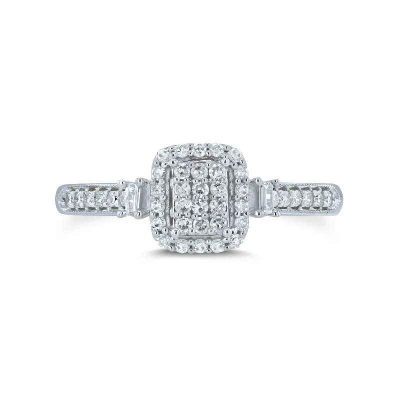 Rectangular Cluster Diamond Promise Ring