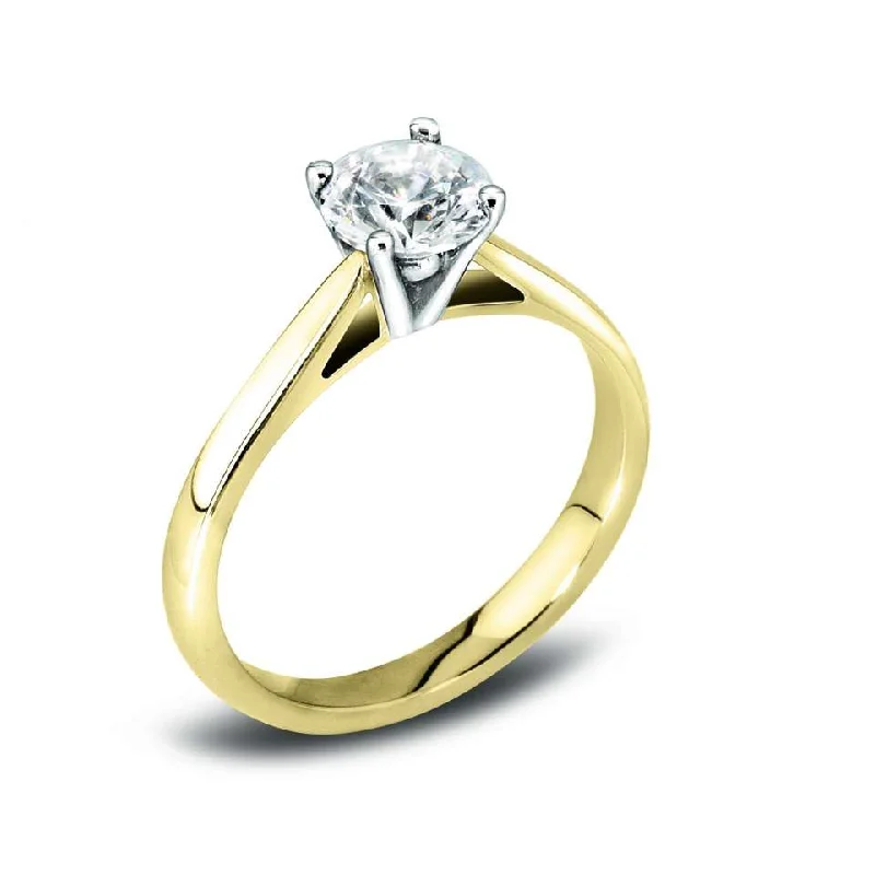 Solitaire Diamond Rings in Platinum SettingsThe Malva 18ct Yellow Gold And Platinum Round Brilliant Cut Diamond Solitaire Engagement Ring