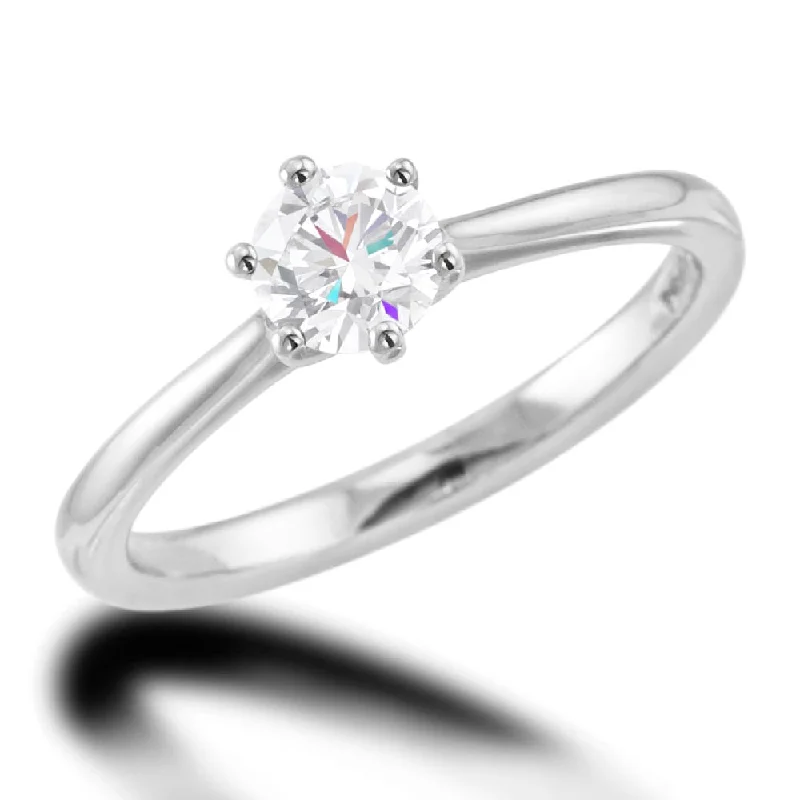 Three - Stone Diamond Rings with Princess - Cut DiamondsThe Blossom Platinum Round Brilliant Cut Diamond Solitaire Engagement Ring