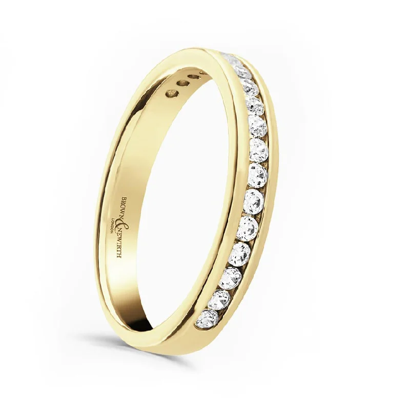 Comfort - Fit Wedding Bands for All - Day Wear18ct Yellow Gold 0.30ct Round Brilliant Cut Diamond Channel Set Half Eternity Ring