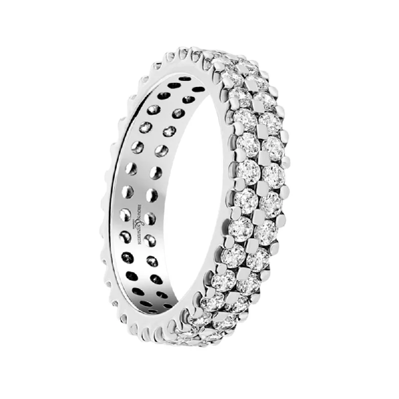 Matching Wedding Bands for a Coordinated LookPlatinum 1.50ct Round Brilliant Cut Diamond Double Row Eternity Ring