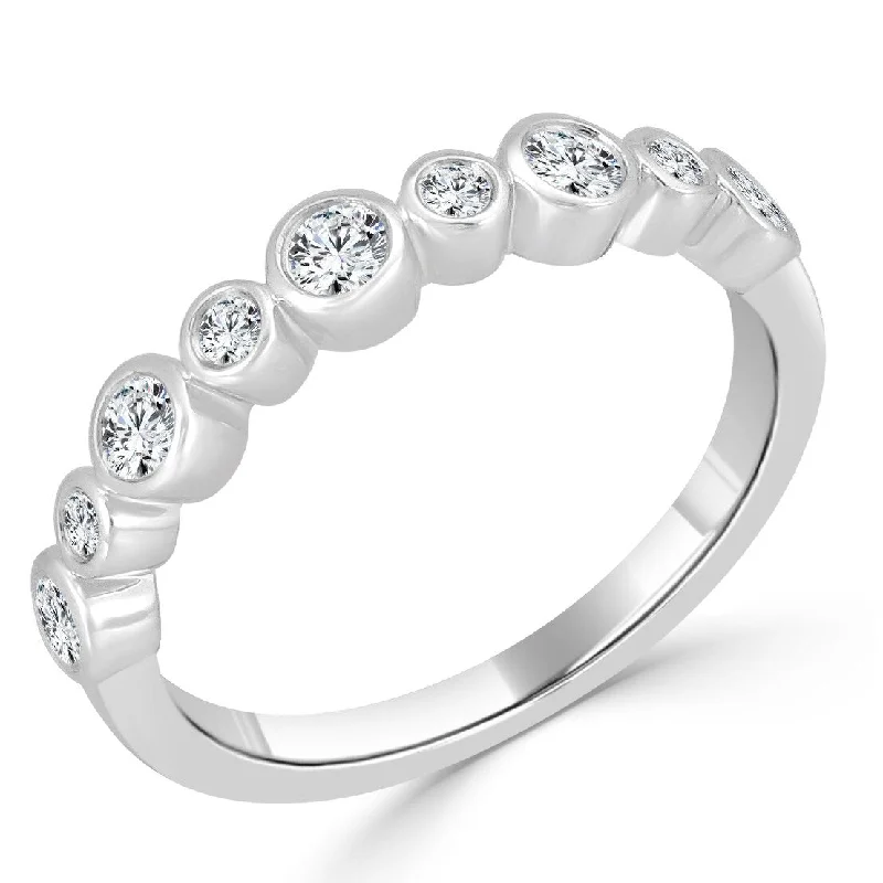 Three - Stone Diamond Rings with Princess - Cut DiamondsJoelle Diamond Band 14k White Gold 1/3 ct TDW 1/2 Way Around Band