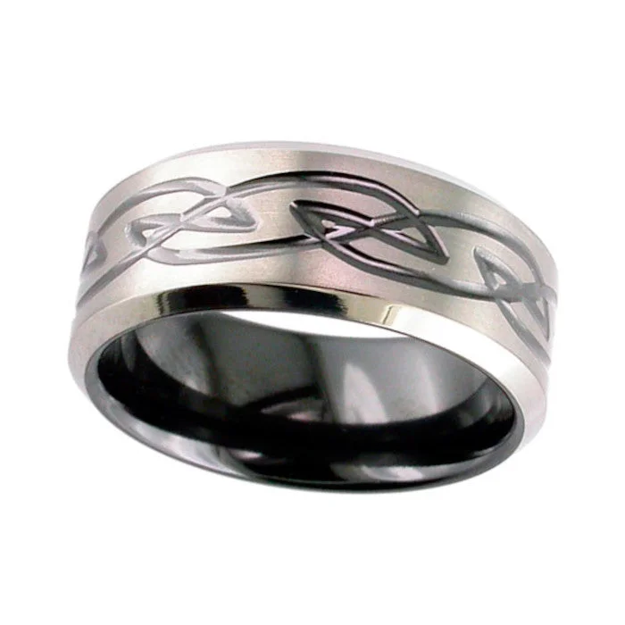 Two - Tone Wedding Bands in Gold and PlatinumZirconium Celtic Knotwork Ring - 4059CHRB