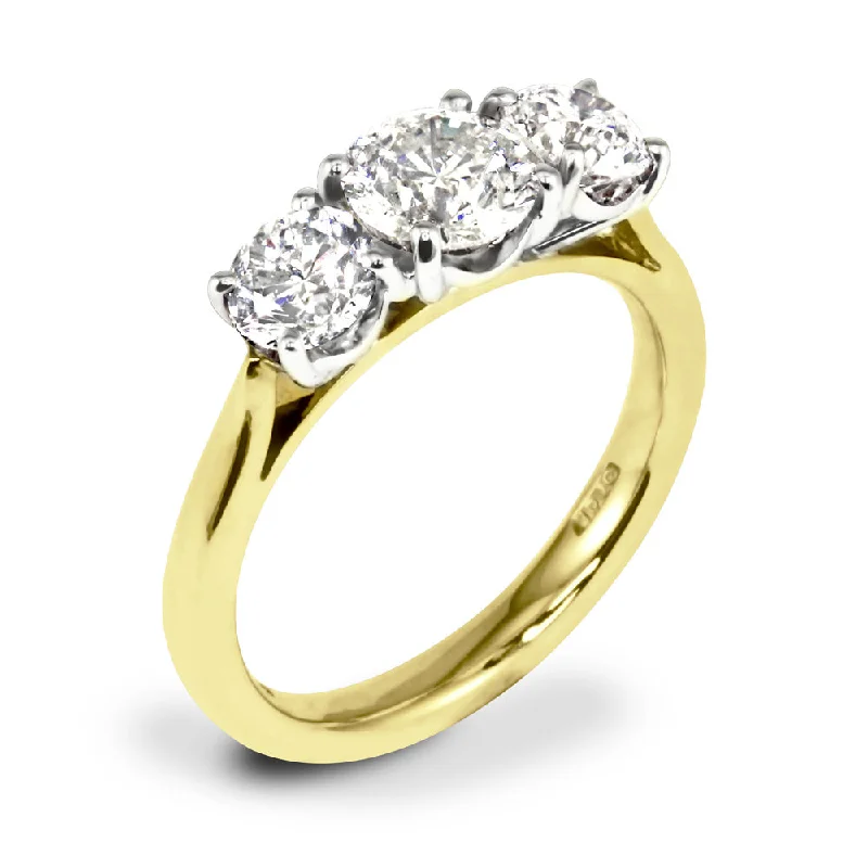 Three - Stone Diamond Rings with Princess - Cut Diamonds18ct Yellow Gold 2.03ct Round Brilliant Cut Diamond Three Stone Engagement Ring