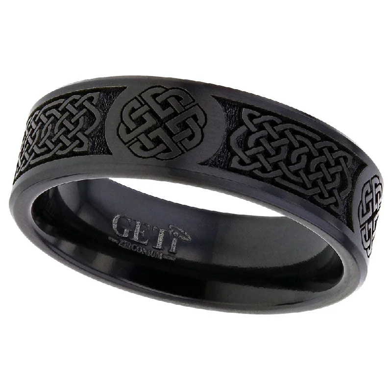 Matching Wedding Bands for a Coordinated LookZirconium Celtic Knotwork Alternating Pattern Ring - 4026CHB-CW5