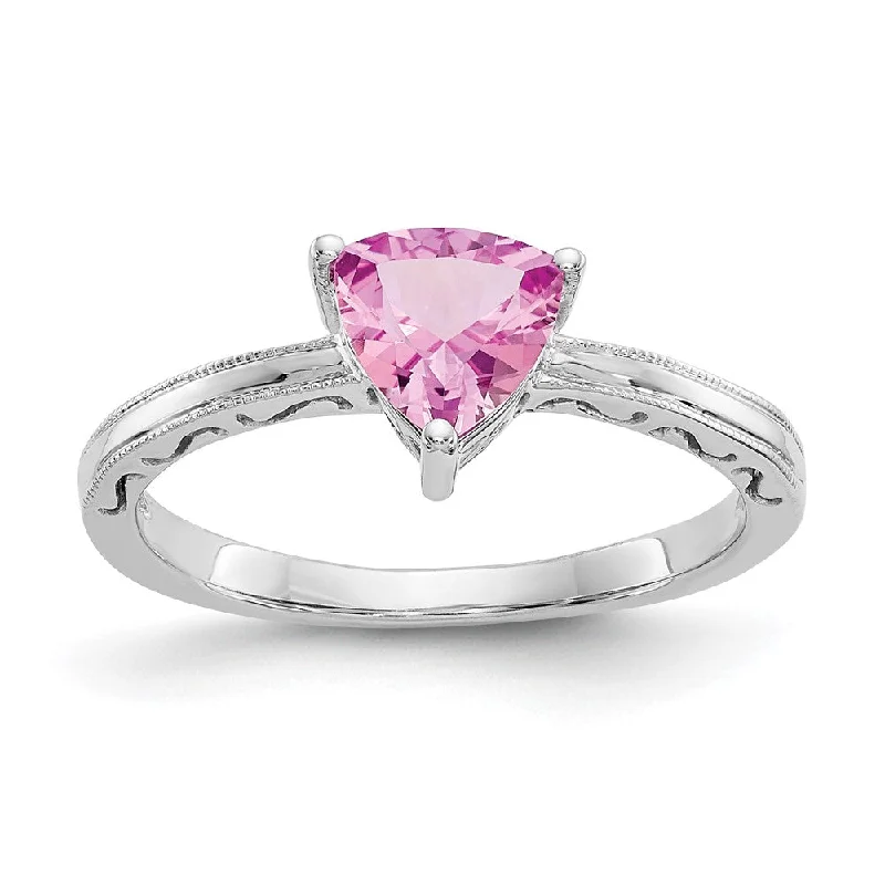 Sapphire Gemstone Rings in a Cathedral Setting10k White Gold Created Pink Sapphire Ring