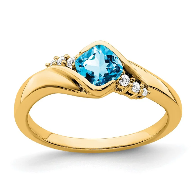 Ruby Gemstone Rings with Diamond Accents14K Yellow Gold Blue Topaz and Diamond Ring