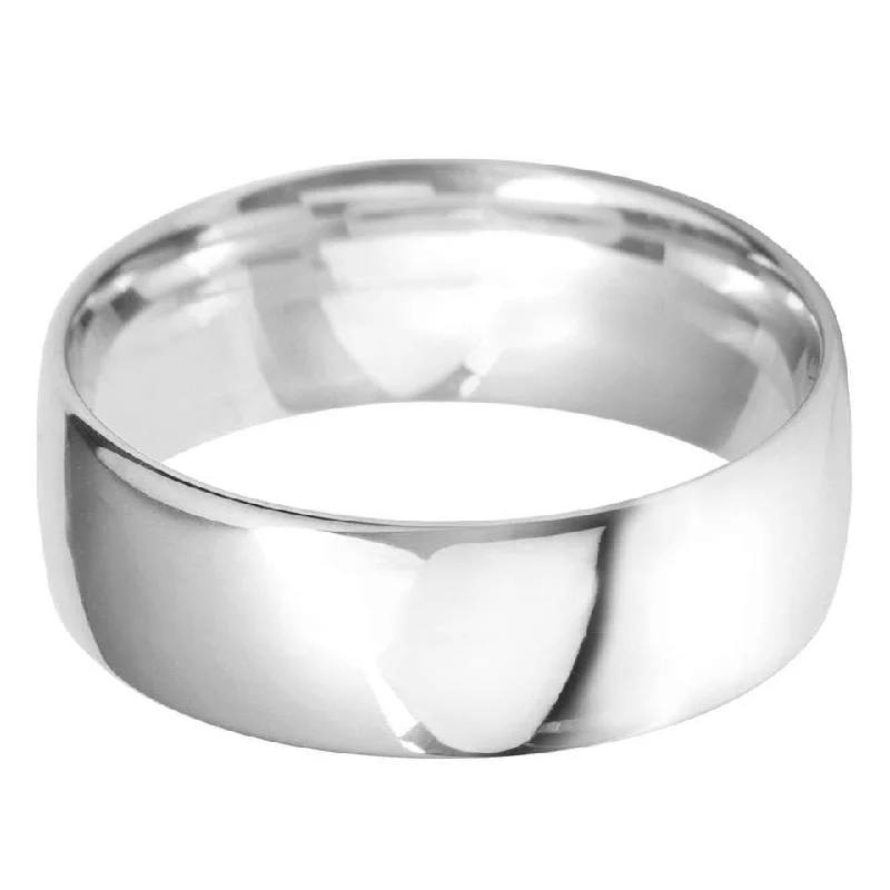 Comfort - Fit Wedding Bands for All - Day Wear18ct White Gold 8mm Classic Court Gents Wedding Ring