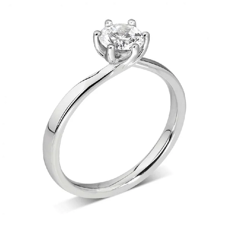 Solitaire Diamond Rings in Platinum SettingsThe White Rose Platinum Round Brilliant Cut Diamond Solitaire Engagement Ring