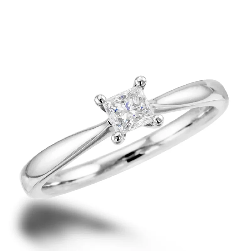 Vintage - Inspired Diamond Rings with Filigree WorkPlatinum 0.32ct Princess Cut Diamond Solitaire Engagement Ring