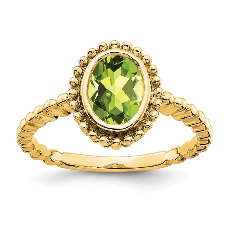 Multi - Gemstone Rings with a Rainbow of Colors10K Yellow Gold Oval Peridot Ring