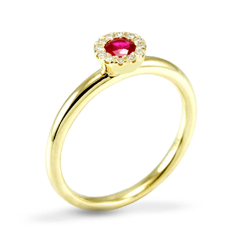 Vintage - Inspired Diamond Rings with Filigree WorkThe Poppy 18ct Yellow Gold 0.18ct Ruby And 0.07ct Diamond Ring