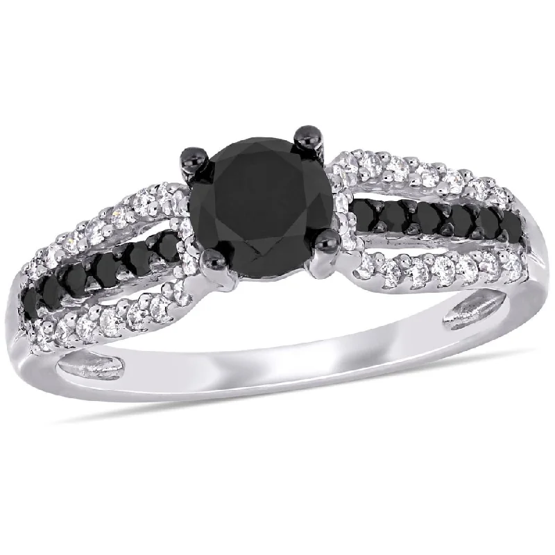 Custom - Designed Diamond Rings to Reflect Your PersonalityMiadora 14k White Gold 1 1/10ct TDW Black and White Diamond 3-Row Engagement Ring