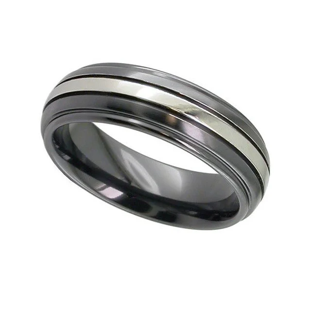 Two - Tone Wedding Bands in Gold and PlatinumZirconium Wedding Band - 4005iGRB