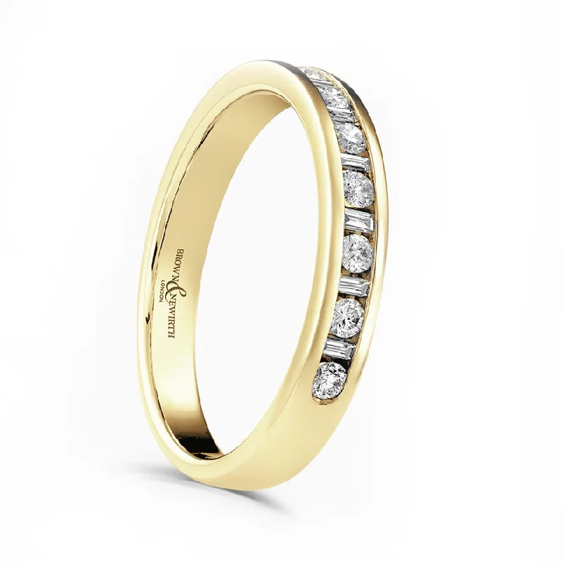 Two - Tone Wedding Bands in Gold and Platinum18ct Yellow Gold 0.20ct Round Brilliant And Baguette Cut Diamond Half Eternity Ring