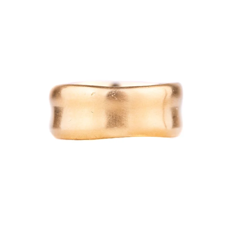 Custom - Engraved Wedding Bands with a Special Message14k Yellow Gold Wide Wavy Band by Matsu