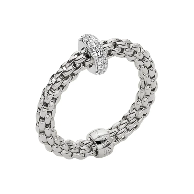 Halo - Style Diamond Rings with Smaller Accent DiamondsFOPE 18ct White Gold Prima 0.18ct Diamond Ring 74508AX_BB_B_XBX