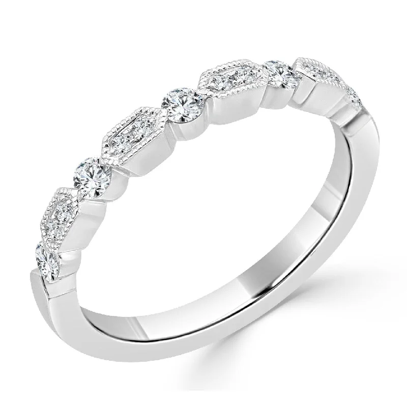 Halo - Style Diamond Rings with Smaller Accent DiamondsDiamond Wedding Band 14k Gold 1/4ct TDW Stackable Ring by Joelle Jewelry