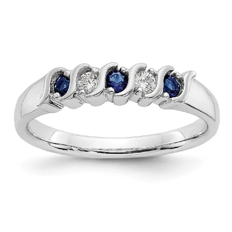 Sapphire Gemstone Rings in a Cathedral Setting10k White Gold Diamond w/Sapphire Band