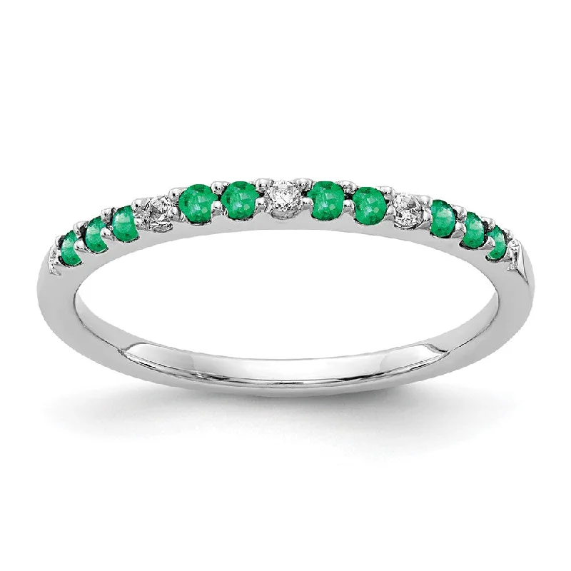 Ruby Gemstone Rings with Diamond Accents14k White Gold Diamond and Emerald Band