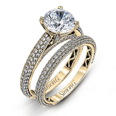 Vintage - Inspired Diamond Rings with Filigree WorkWedding Set in 18k Gold with Diamonds