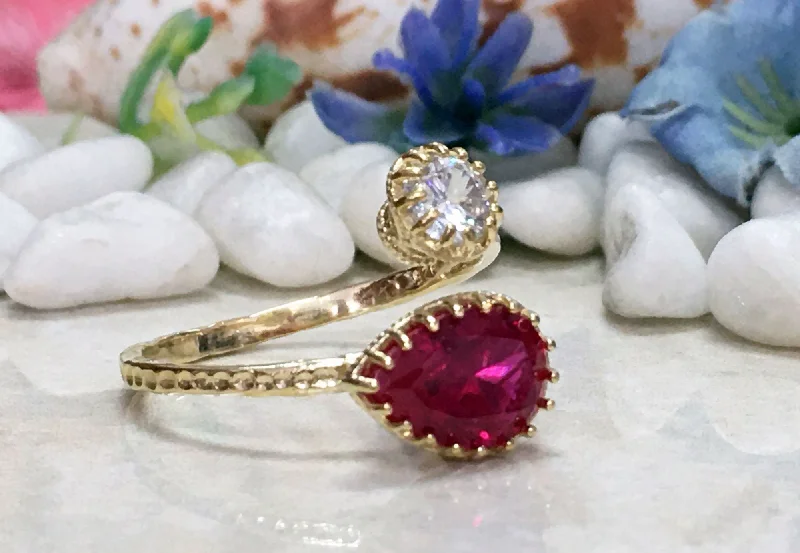 Multi - Gemstone Rings with a Rainbow of ColorsRuby Ring - Dual Gemstone Ring - Gold Ring - Gemstone Ring - Stack Ring - Hammered Ring