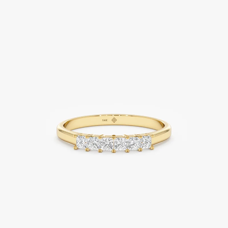 Matching Wedding Bands for a Coordinated LookPrincess-Cut Diamonds Gold Ring, Dawn