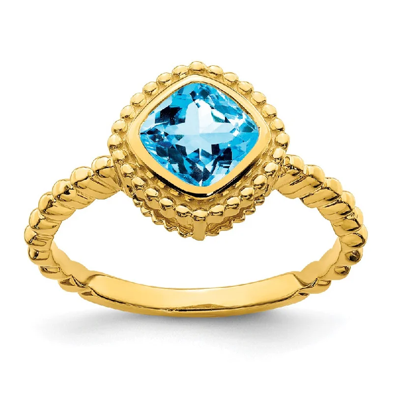 Ruby Gemstone Rings with Diamond Accents10K Yellow Gold Cushion Blue Topaz Ring