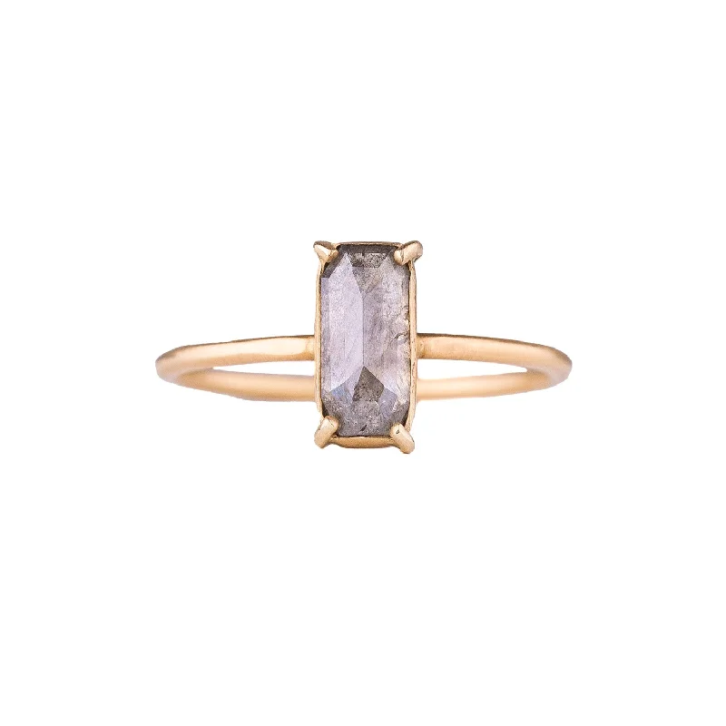 Wedding Bands with Micro - Pave Diamond AccentsOOAK Rectangle Rose Cut Diamond Ring in 14 kt Gold by Rebecca Overmann