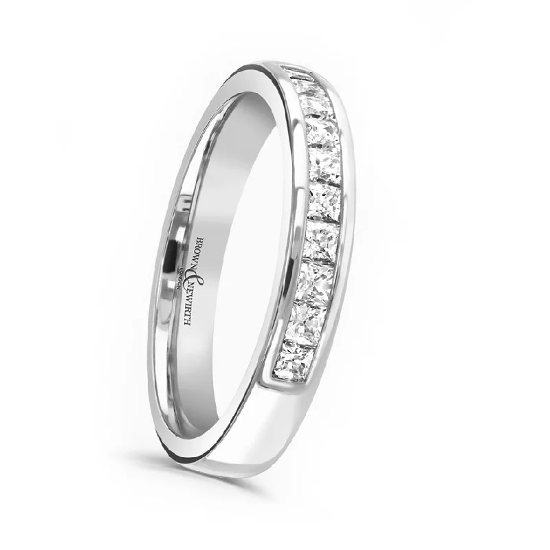 Wedding Bands with Micro - Pave Diamond AccentsPlatinum 0.50ct Princess Cut Diamond Channel Set Half Eternity Ring