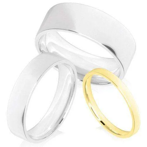 Custom - Engraved Wedding Bands with a Special MessageMens Light Flat Court Wedding Band - Gold Platinum Palladium - 4-6mm