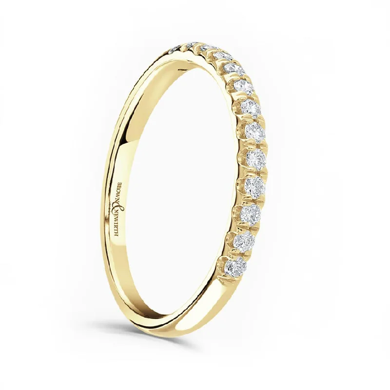 Two - Tone Wedding Bands in Gold and Platinum18ct Yellow Gold 0.33ct Round Brilliant Cut Diamond Claw Set Half Eternity Ring