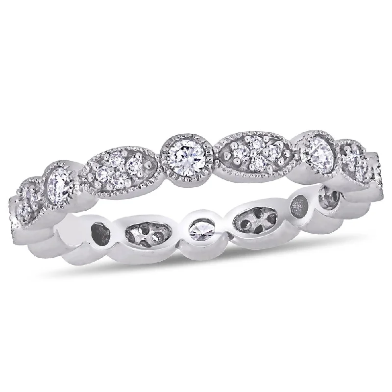 Vintage - Inspired Diamond Rings with Filigree WorkMiadora 14k White Gold 1/2ct TDW Diamond Stackable Infinity Wedding Band Size - 7