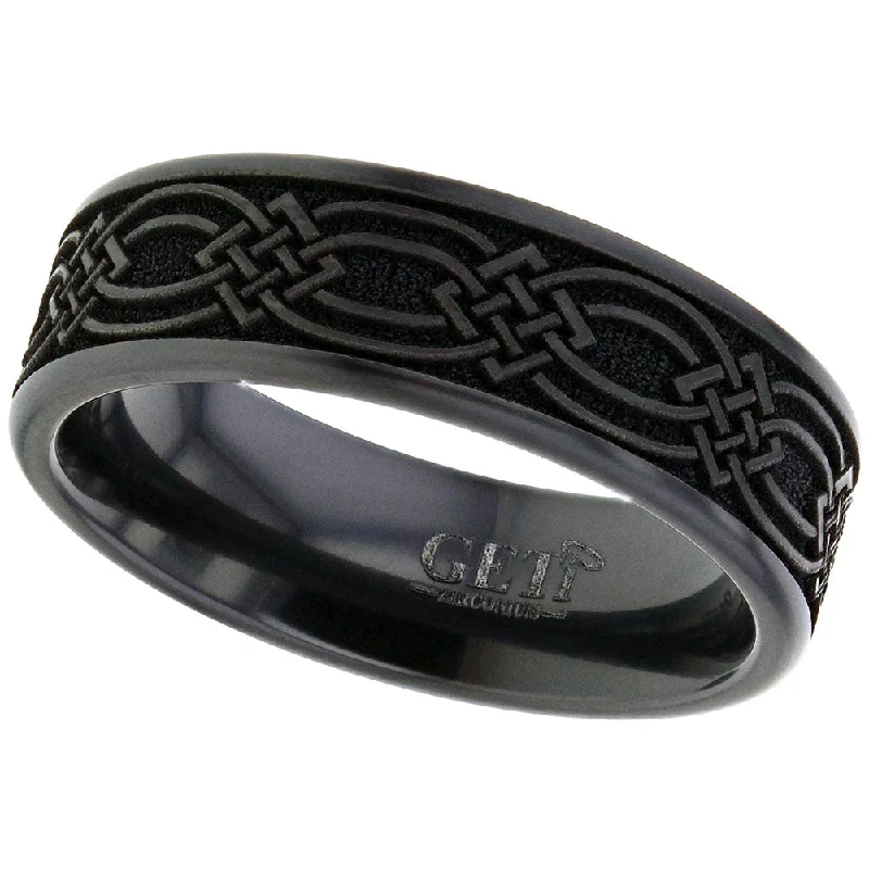 Comfort - Fit Wedding Bands for All - Day WearZirconium Celtic Knotwork Ring - 4026B-CLK2