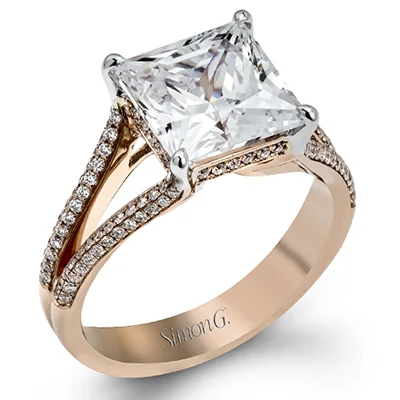 Halo - Style Diamond Rings with Smaller Accent DiamondsEngagement Ring in 18k Gold with Diamonds