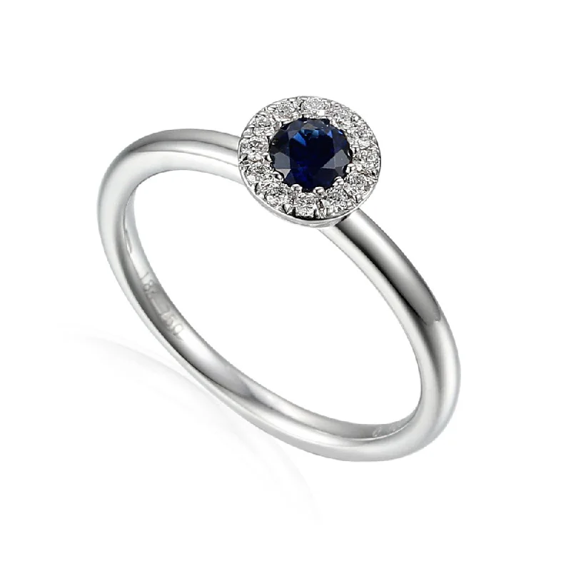 Custom - Designed Diamond Rings to Reflect Your Personality18ct White Gold 0.32ct Sapphire And 0.10ct Diamond Halo Ring