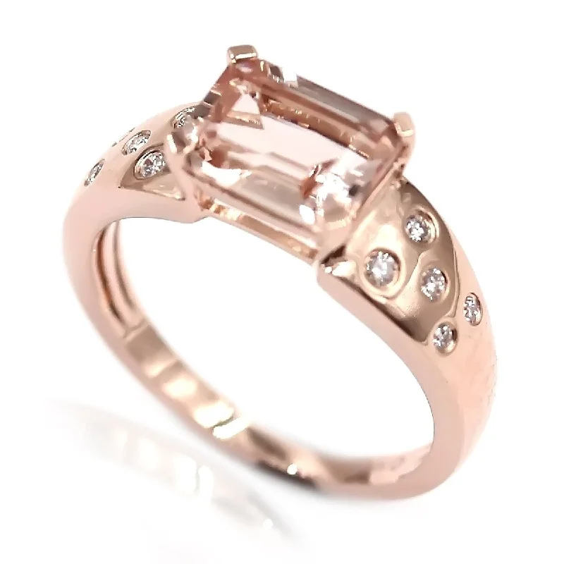 14Kt Rose Gold Morganite and Diamond Ring